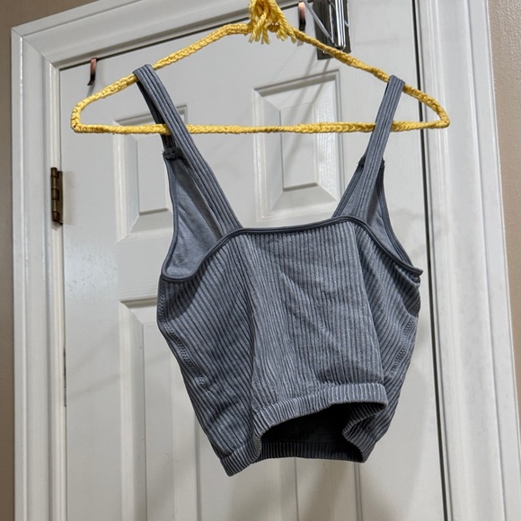 Gray Ribbed Women's Top with padding - Picture 4 of 5